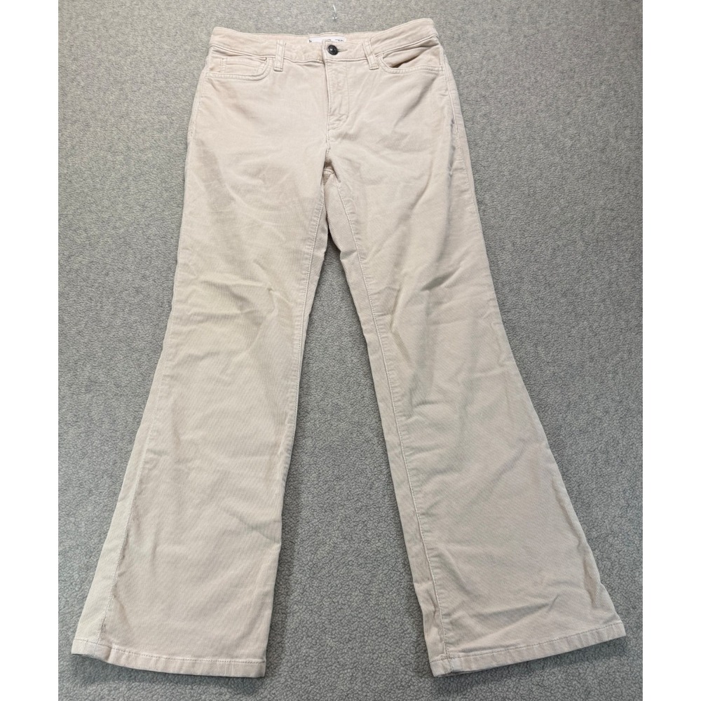 MNG Women's Corduroy Bootcut Pants Beige Mid Rise Stretch Size 4